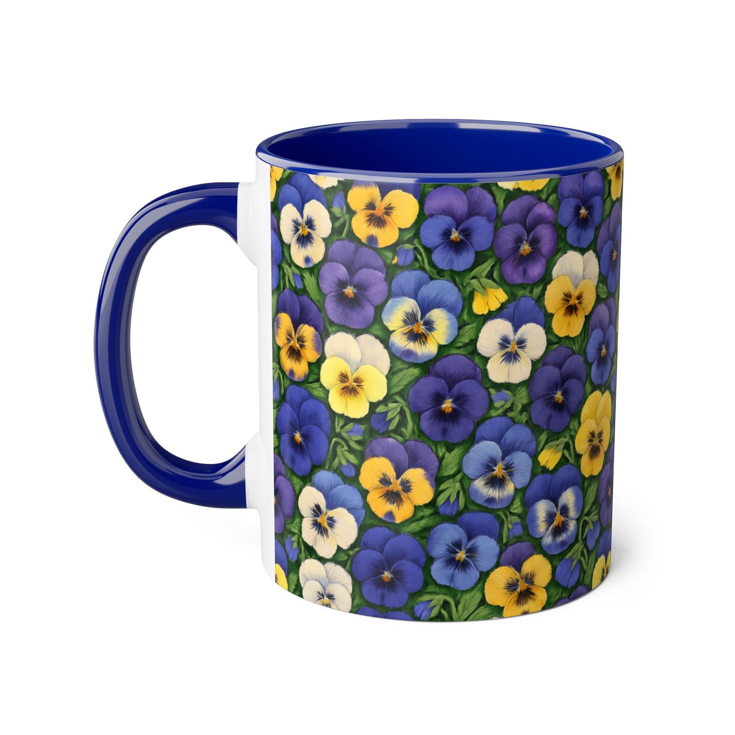 Pansy Pattern Accent Mug, Floral Coffee Cup, Tea Mug, Flower Design, Gardener Gift, Spring Decor, Mother's Day Present