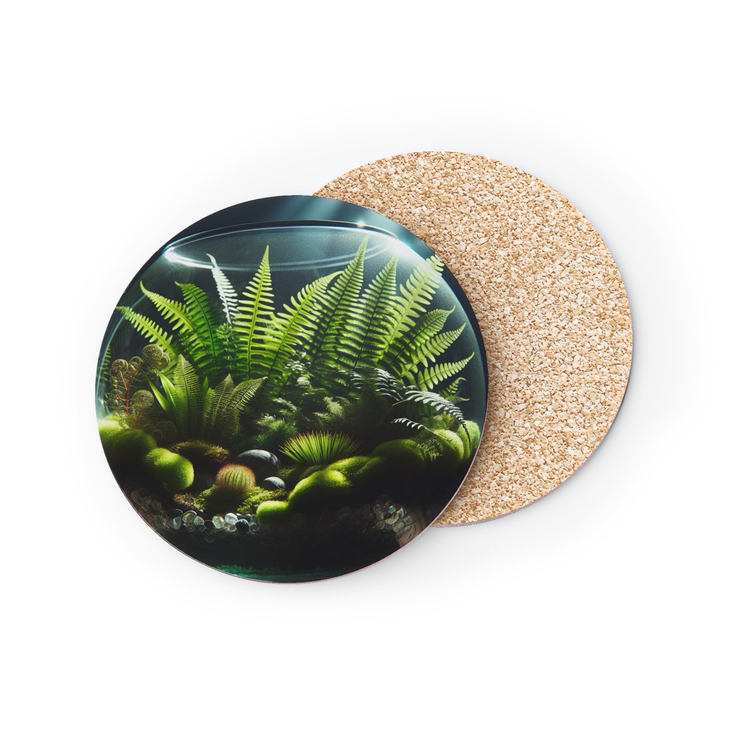 Fern Terrarium Coasters, Botanical Plant Drink Mats, Nature Inspired Coaster Set, Greenery Home Decor, Plant Lover Gift