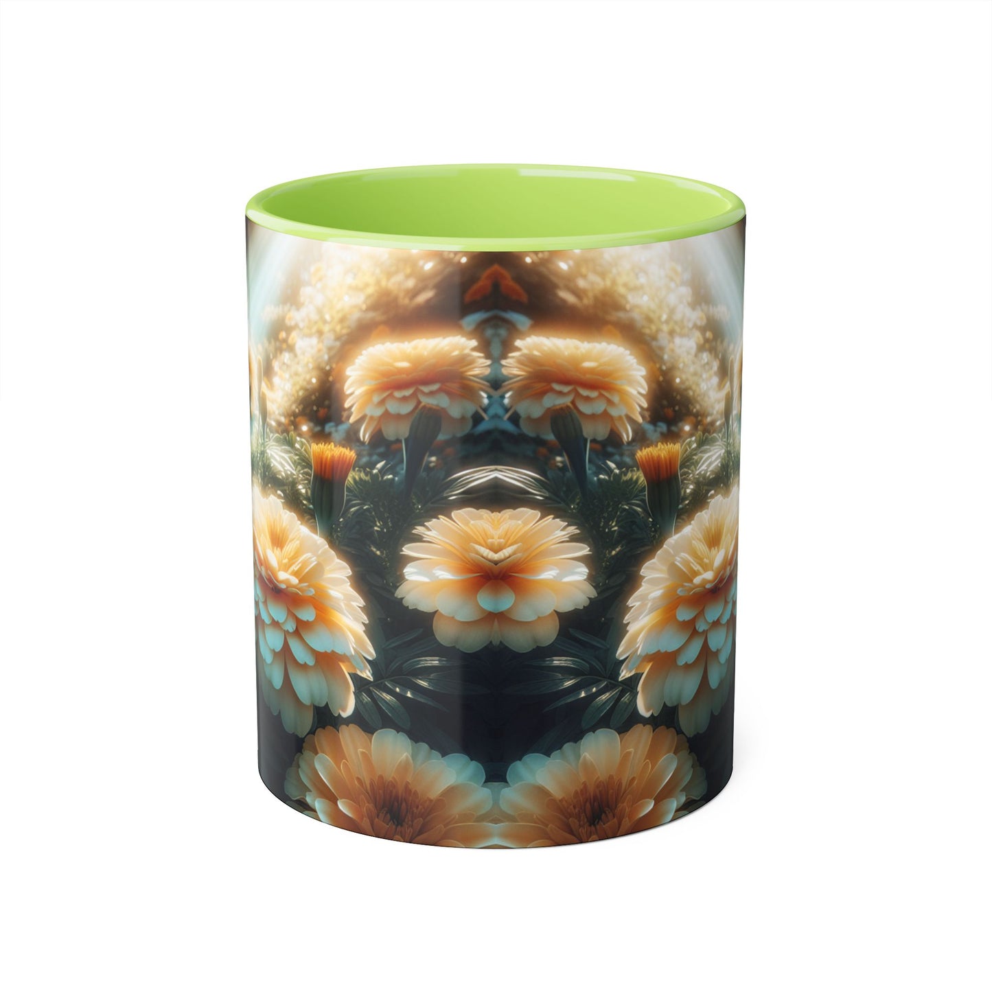 Vanilla Marigolds Accent Mug, 11oz - Floral Coffee Cup, Tea Mug, Flower Lover Gift, Botanical Decor, Kitchen Drinkware