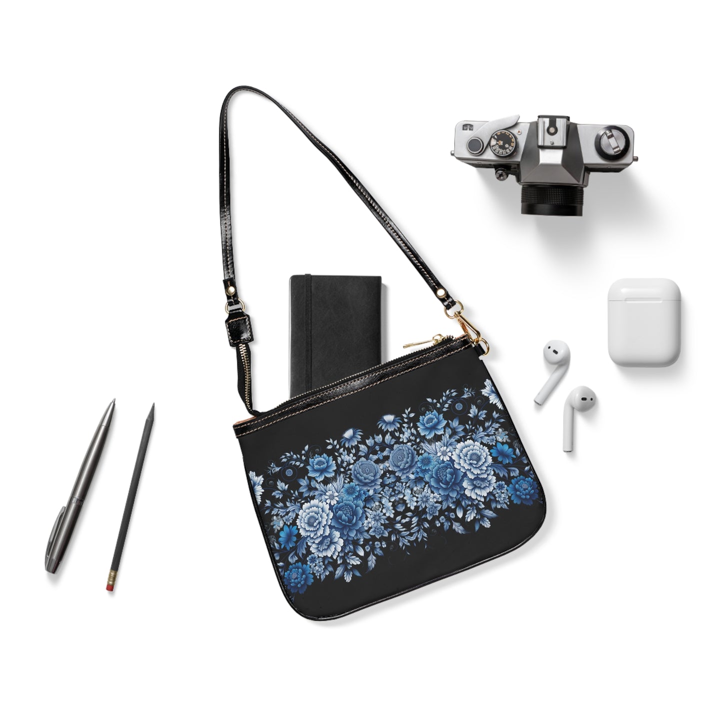 Blue Floral Small Shoulder Bag