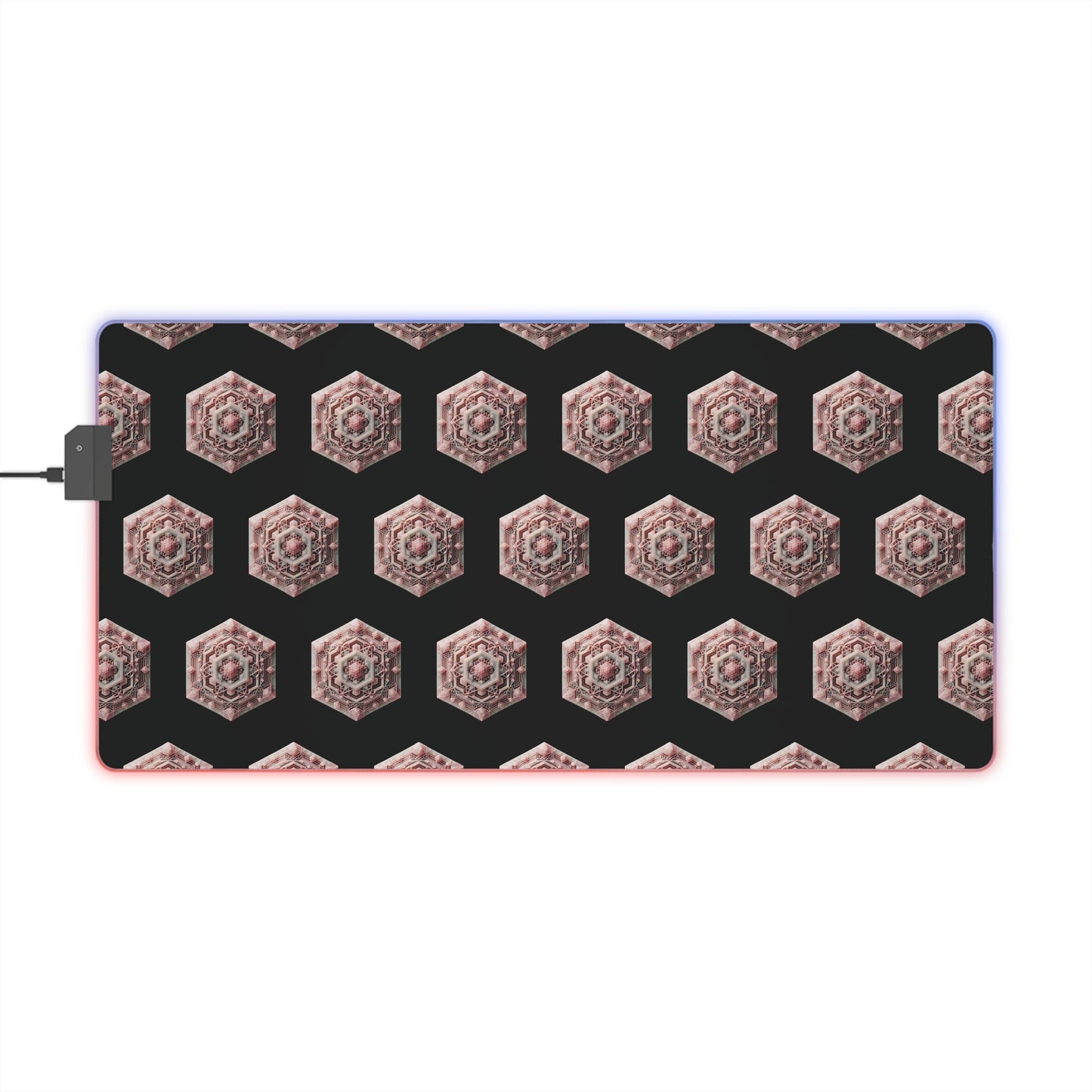 LED Gaming Mouse Pad - Geometric Rose Quartz Design