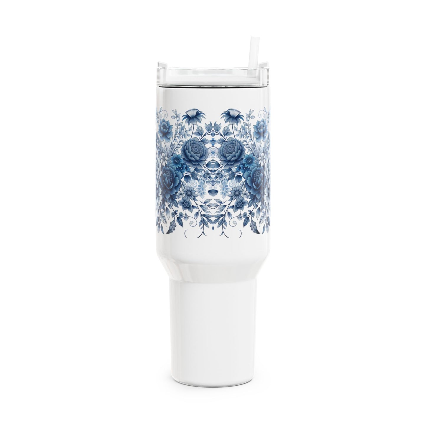 40oz Tumbler - Blue Floral Design