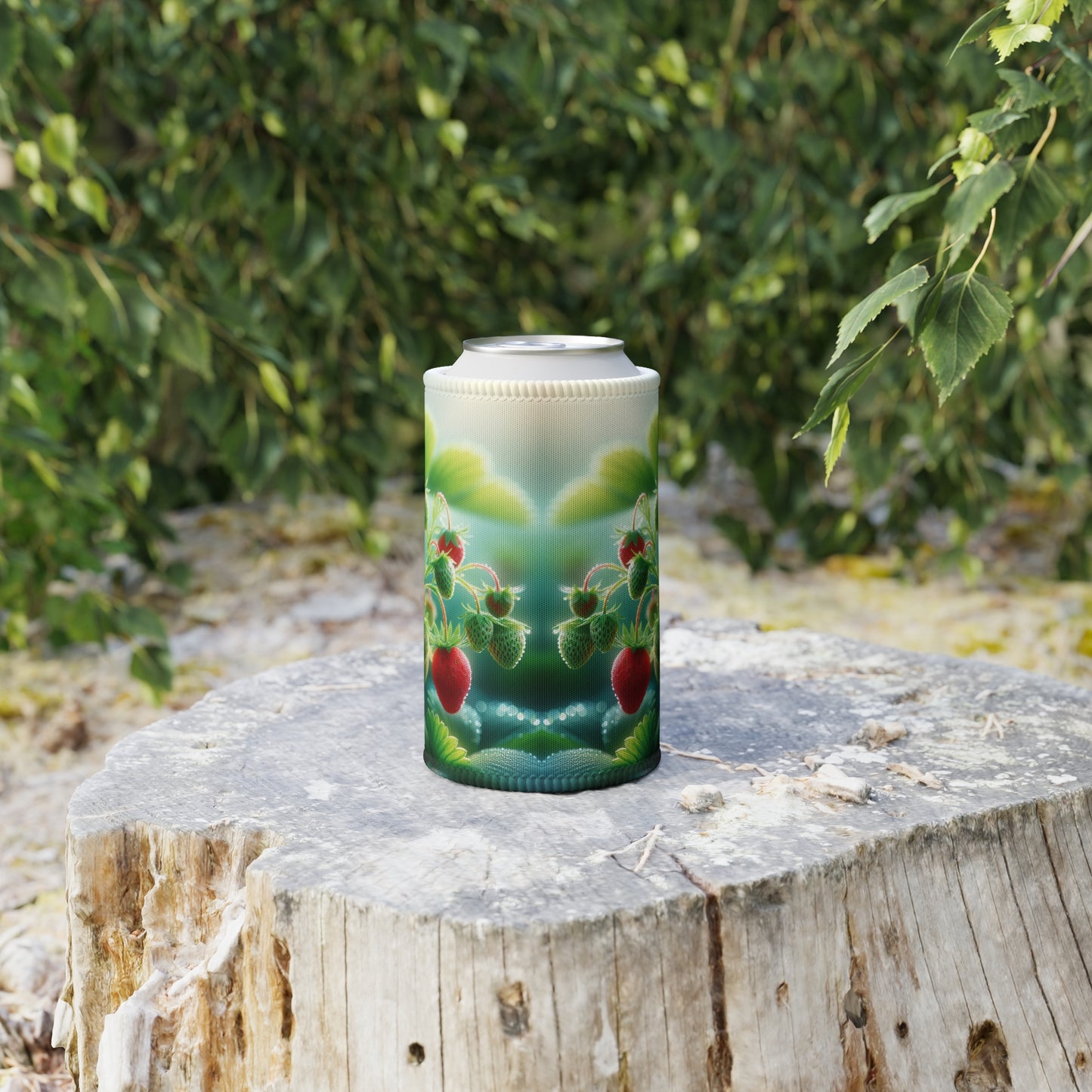 Strawberry Stubby Cooler - Fruit themed beverage holder, Can Coozie, Drink