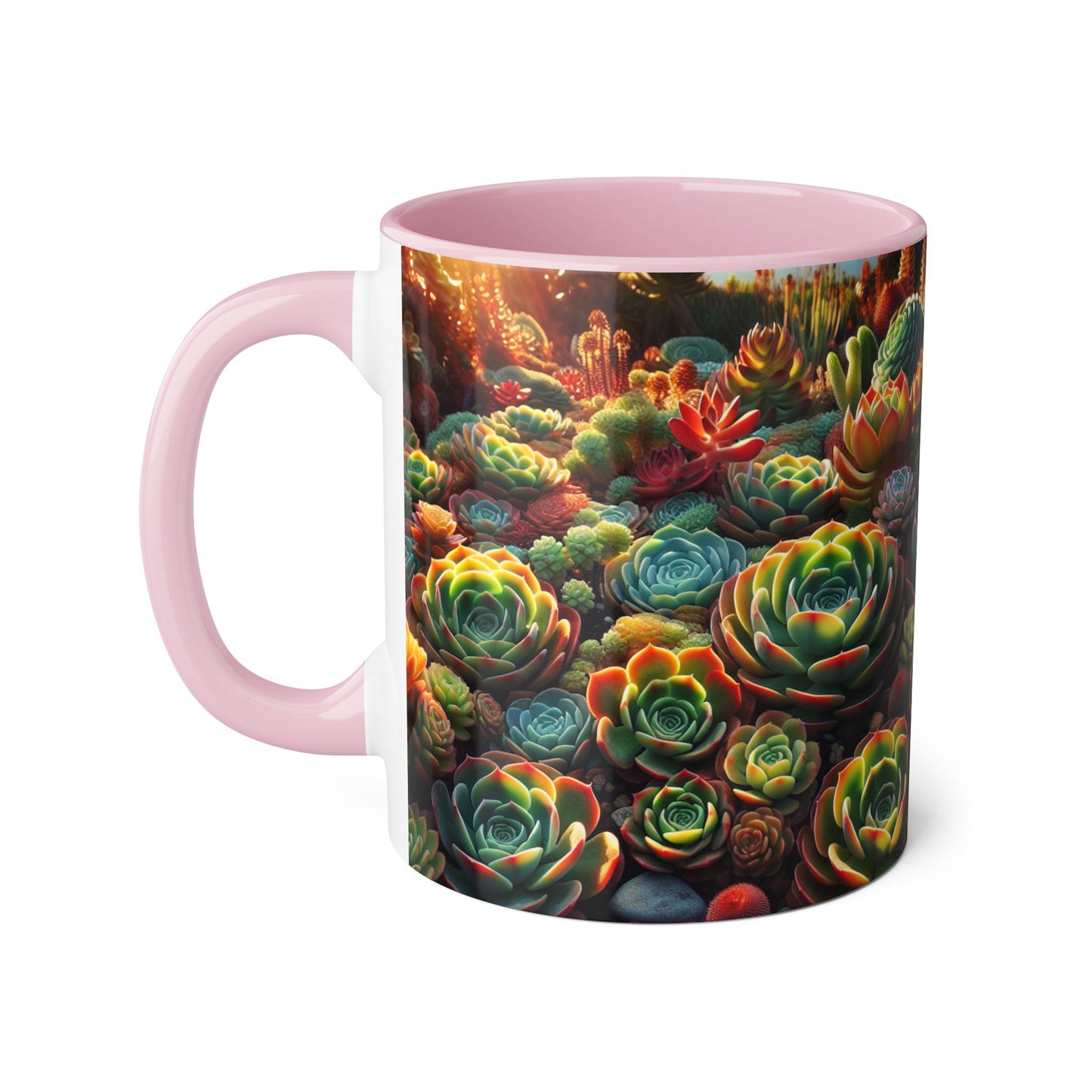 Succulent Family Accent Mug, Unique Botanical Design, Plant Lover Gift, Ceramic Coffee Cup, Cactus Print Tea Mug, Gardening Decor, Cute