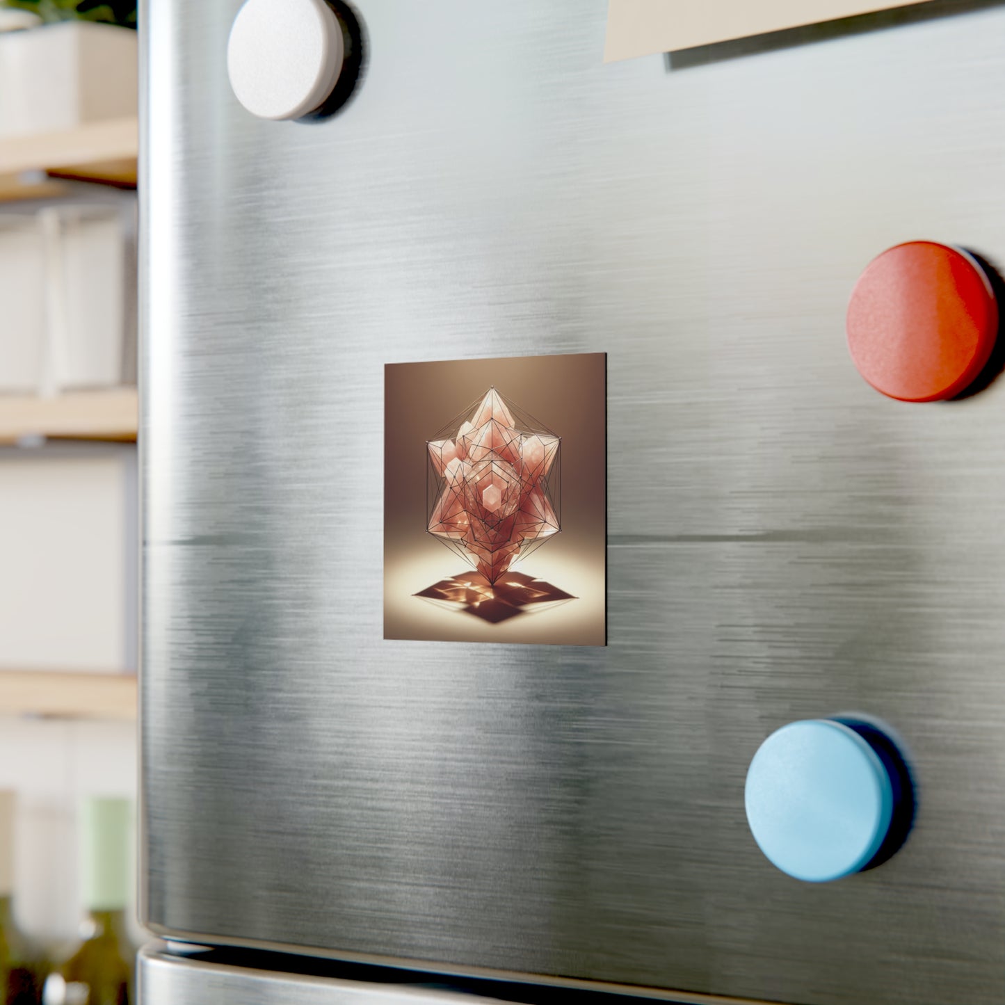 Square Magnet - Geometric Rose Quartz Design
