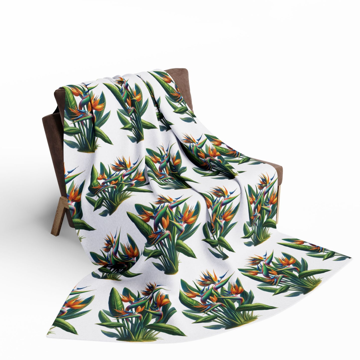 Fleece Blanket - Bird of Paradise Plant Decor, Cozy Throw, Botanical Home Decor, Tropical Blanket, Floral Bedding