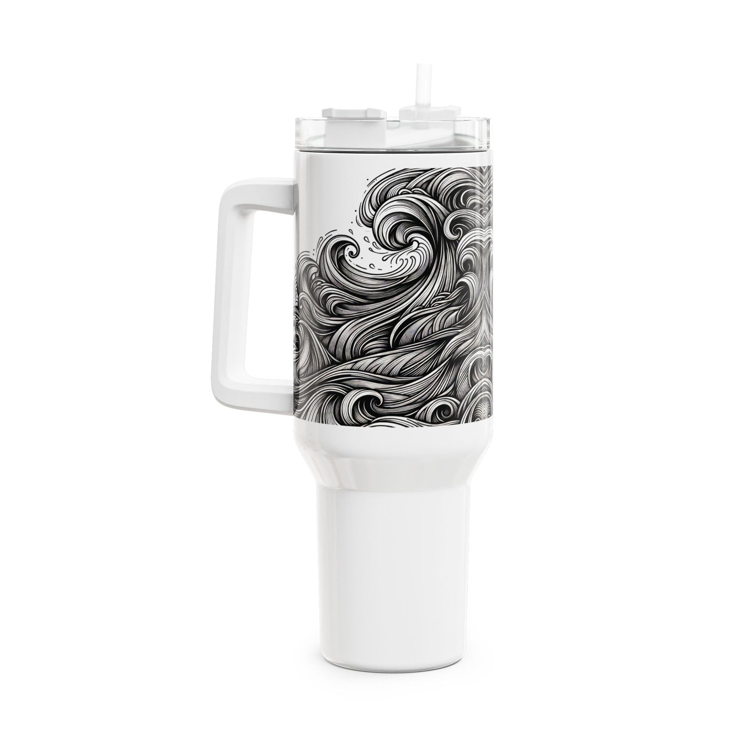 40oz Tumbler - Monochrome Energy Wave Design
