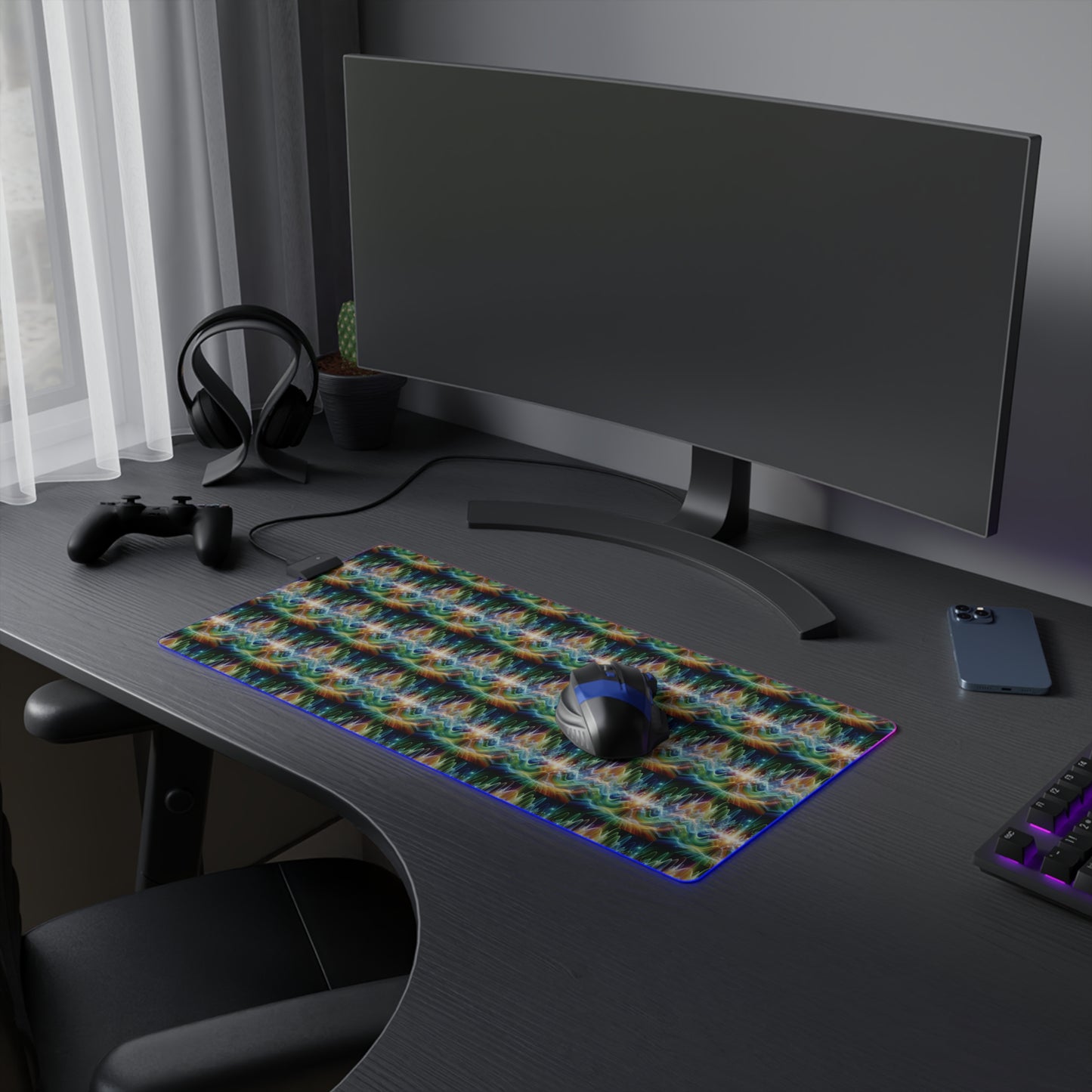 LED Gaming Mouse Pad: Healing Frequency Waves Design