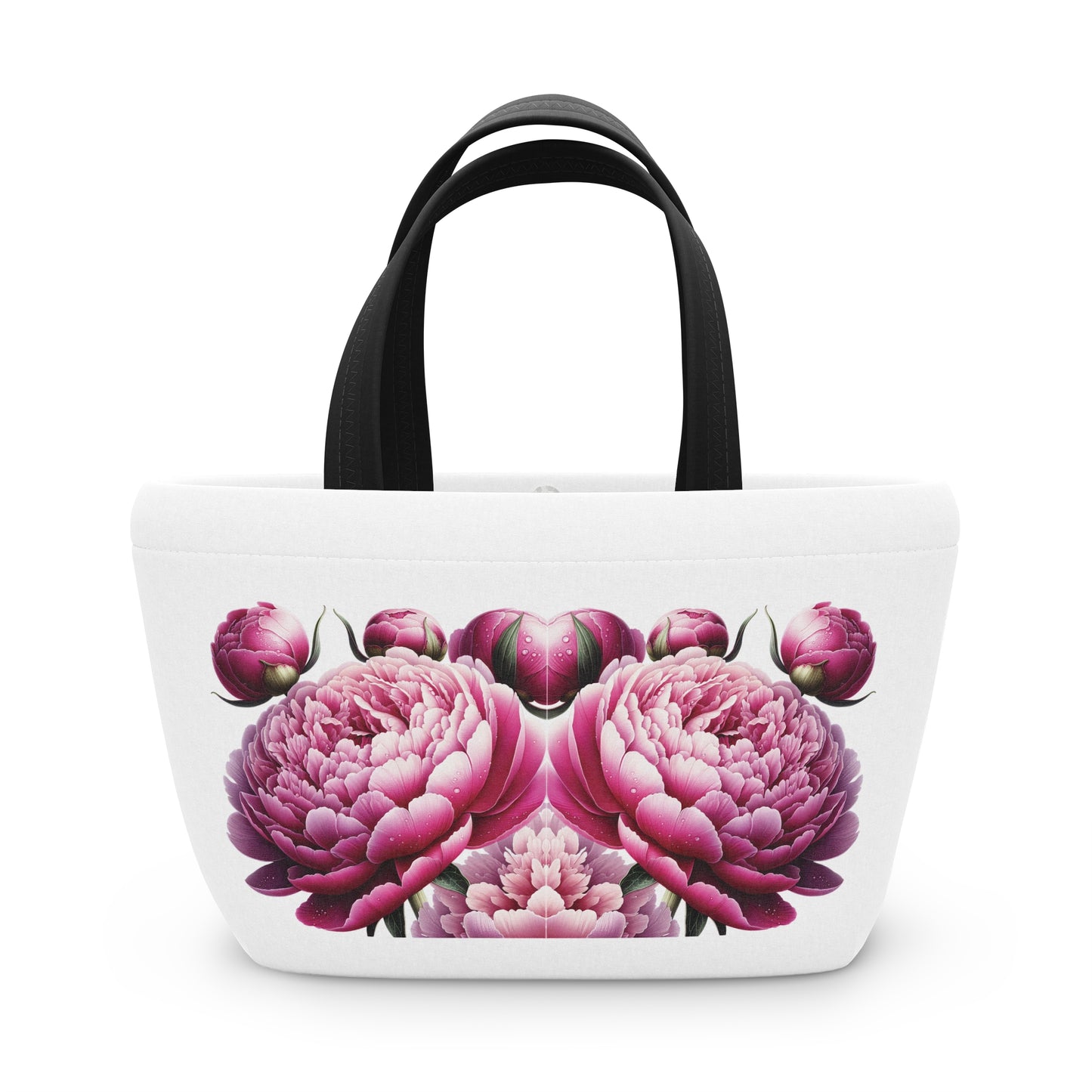Pink Peonies Lunch Bag, Floral Lunch Tote, Flower Design Insulated Lunch Box, Gift for Her, Reusable Lunch Sack, Mother's Day Present