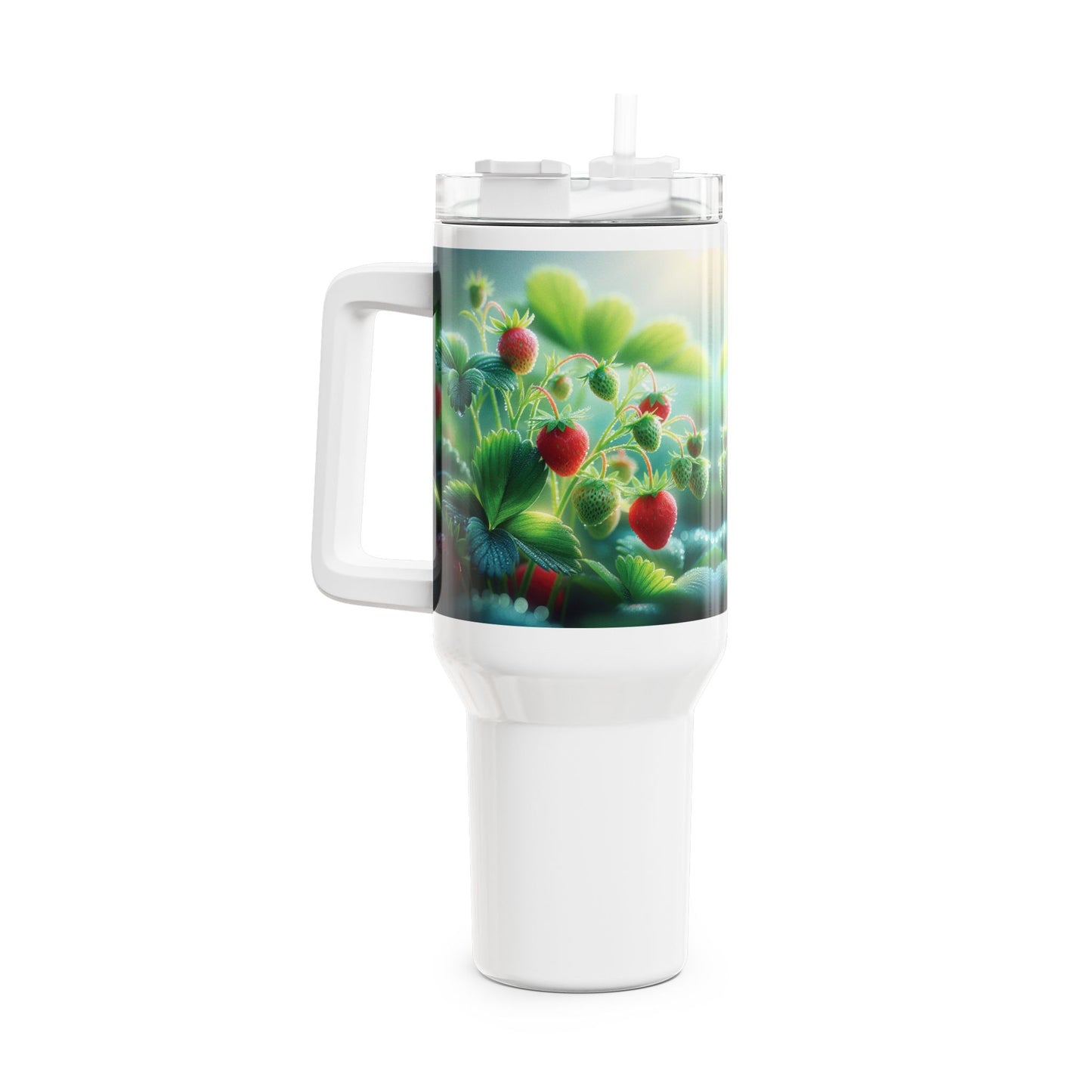 40oz Tumbler - Strawberry Plants Design