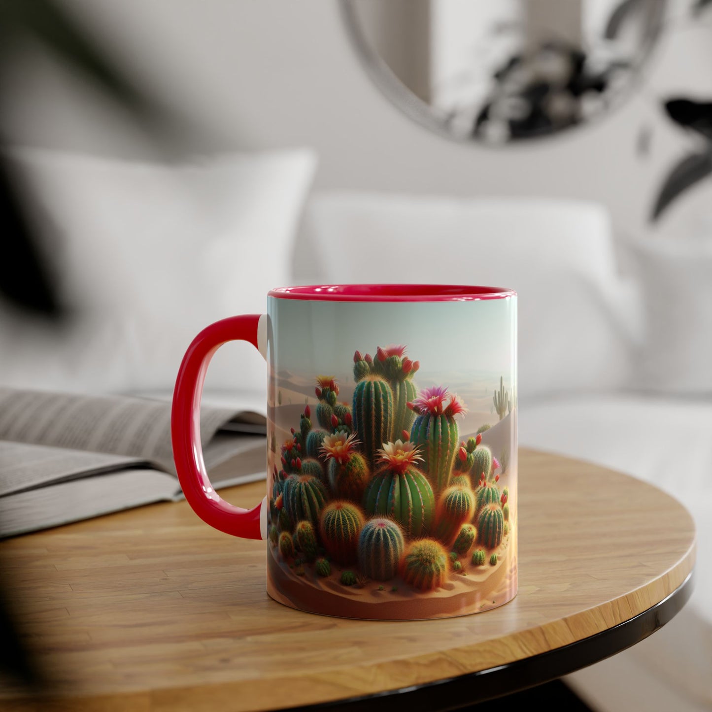 Cactus Accent Mug, Desert Succulent Coffee Cup, Southwest Plant Tea Mug, Botanical Kitchen Decor, Boho Office Gift, Nature Lover Present
