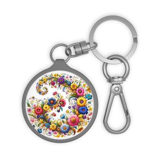 Floral Spiral Keyring Tag, Personalized Keychain, Gift for Her, Cute Bag Accessory, Spring Floral Charm, Key Organizer