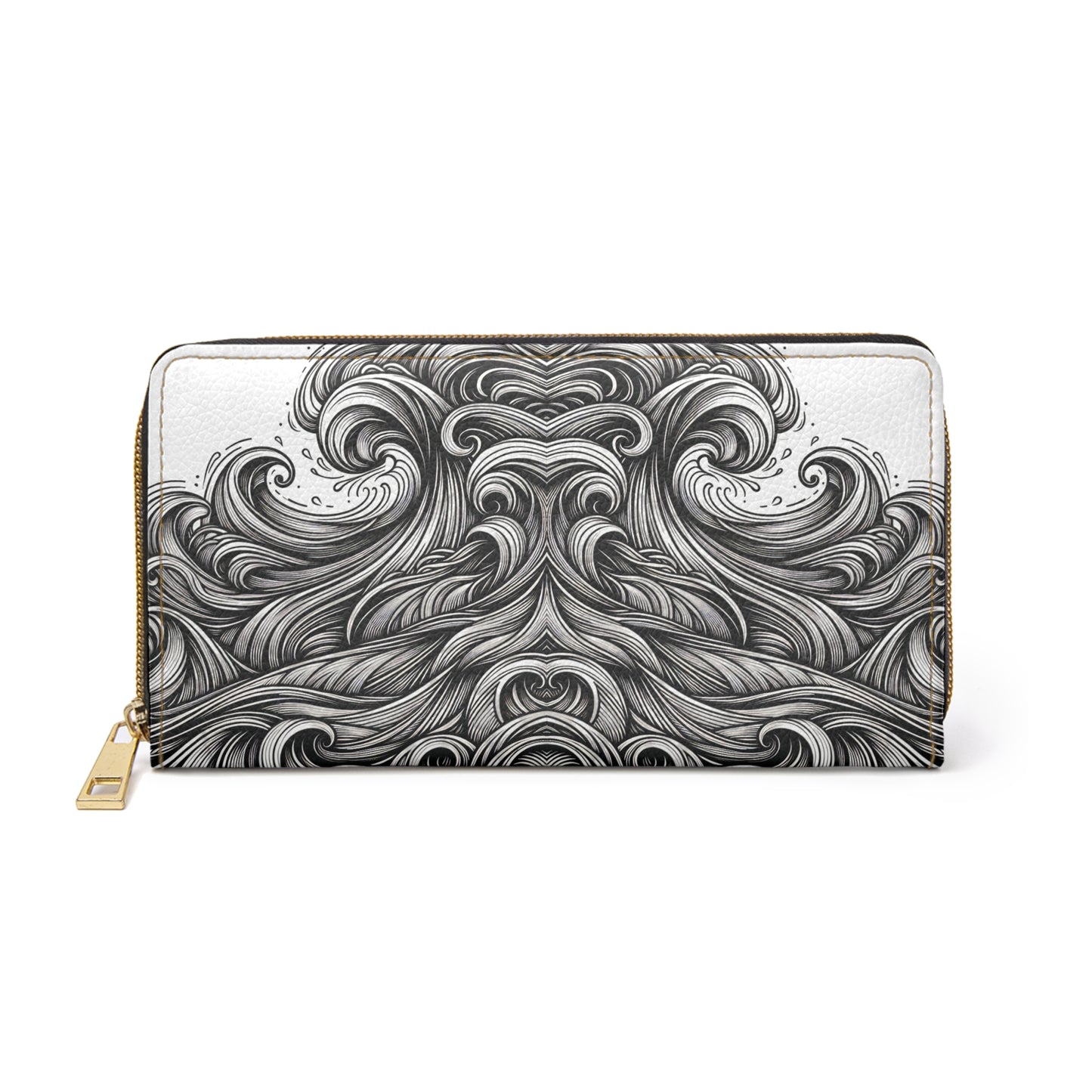 Zipper Wallet with Monochrome Energy Waves
