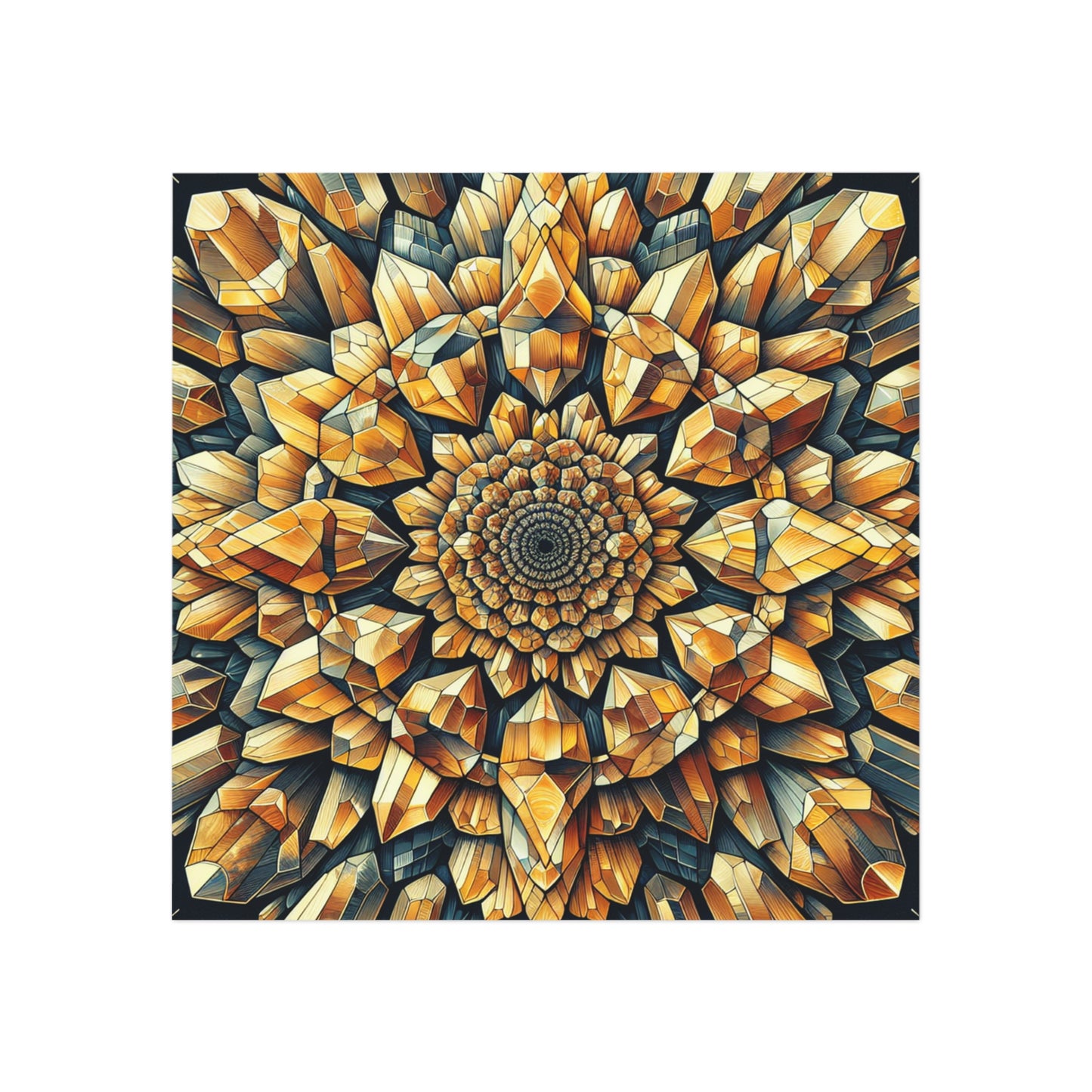 Square Magnet - Citrine Geometric Design