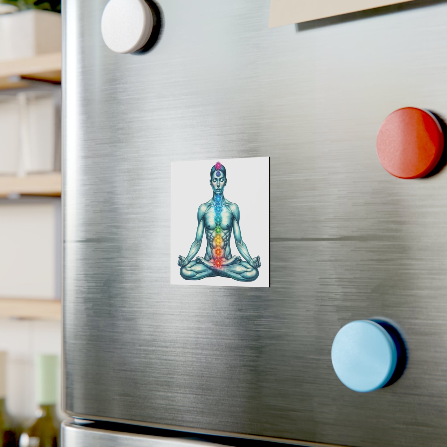 Meditation Square Magnet - Zen Vibe, Mindfulness Gift, Relaxation Decor, Yoga Lover Present, Spiritual Fridge Magnet