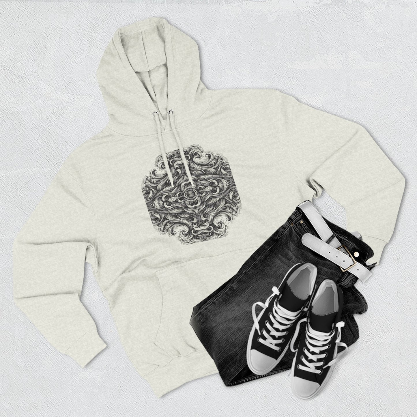 Fleece Hoodie - Monochrome Energy Design