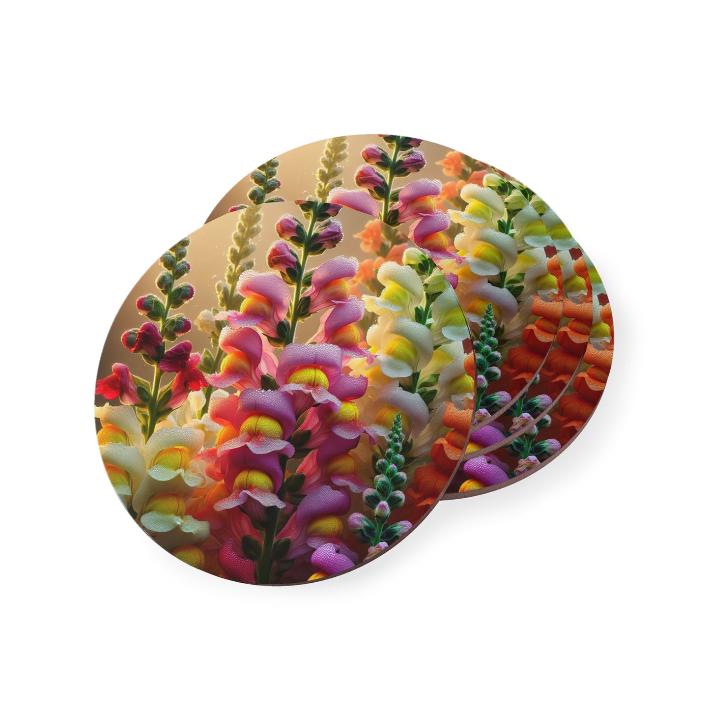 Floral Snapdragons Coasters, Drink Coasters, Botanical Kitchen Decor, Set of 4, Hostess Gift, Housewarming Present