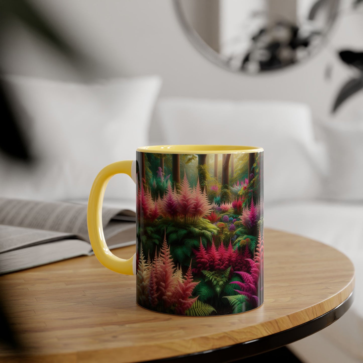 Astilbe Blooms Accent Mug, Floral Tea Cup, Coffee Mug, Gift for Gardeners, Botanical Kitchen Decor, Nature Lover Ceramic Mug, Plant Lady
