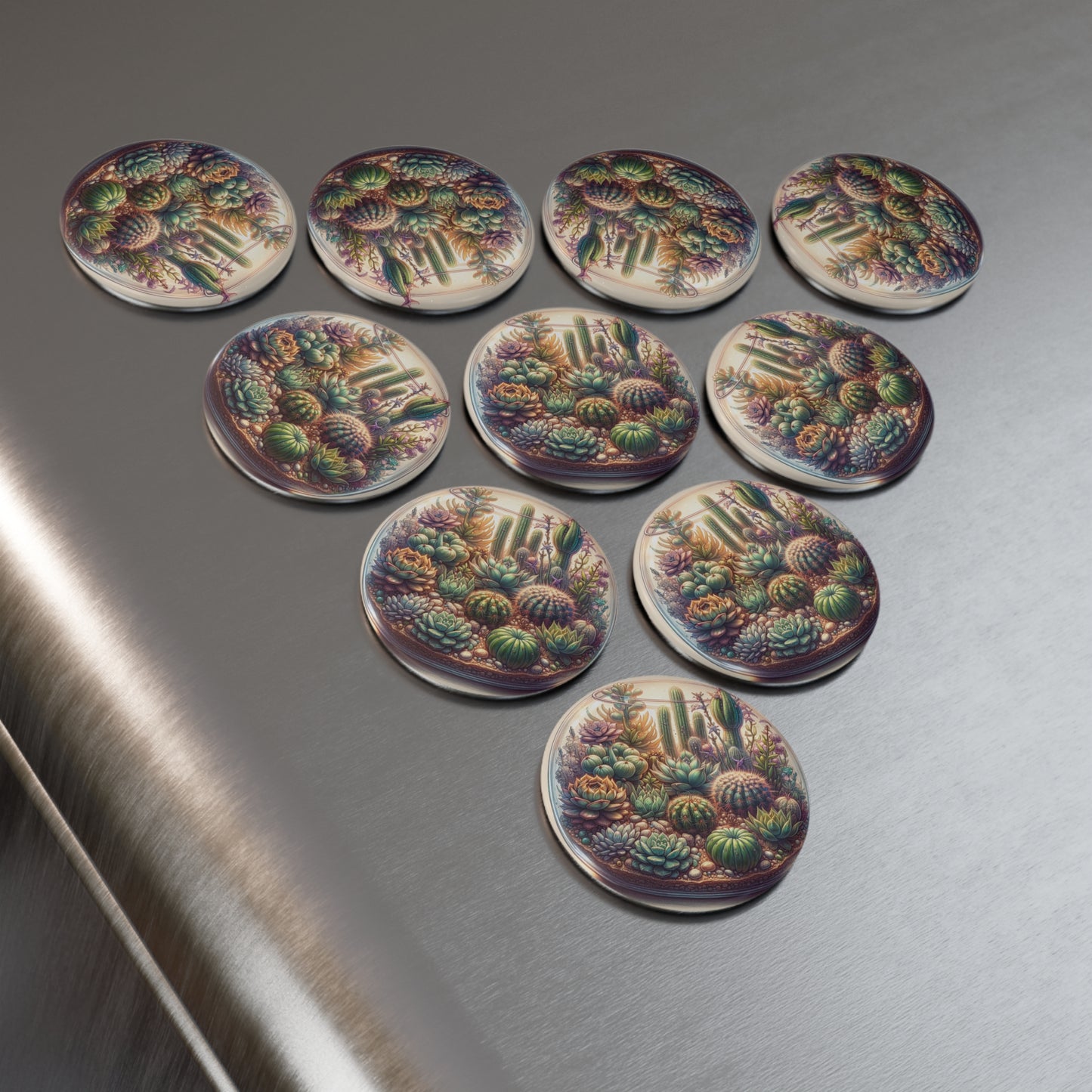 Succulent Terrarium Button Magnet Set - 1 & 10 Pcs - Perfect for Plant Lovers