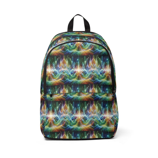 Fabric Backpack Frequency Waves Pattern