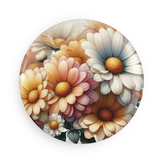 Floral Button Magnet - Round Decorative Magnets for Home & Office