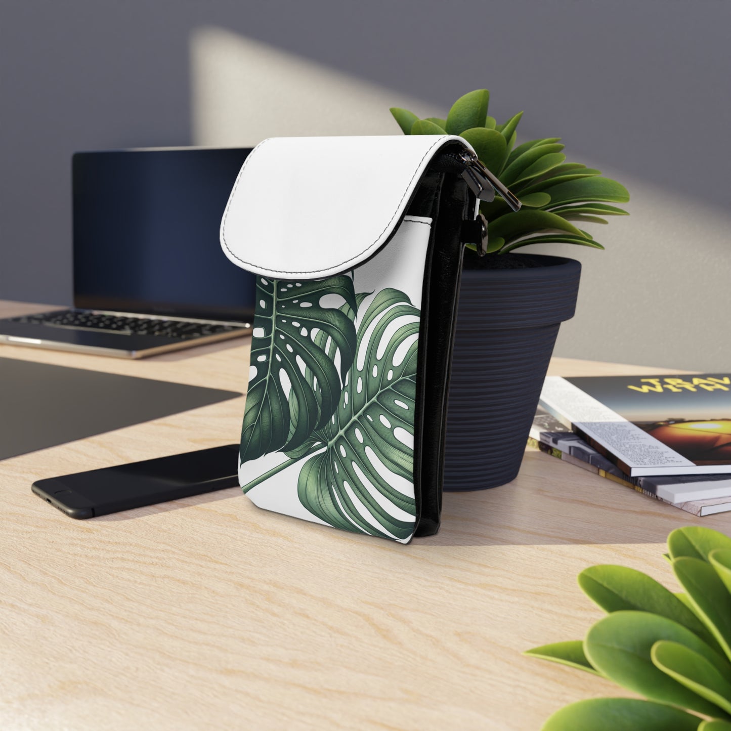 Phone Wallet - Monstera Leaf Design
