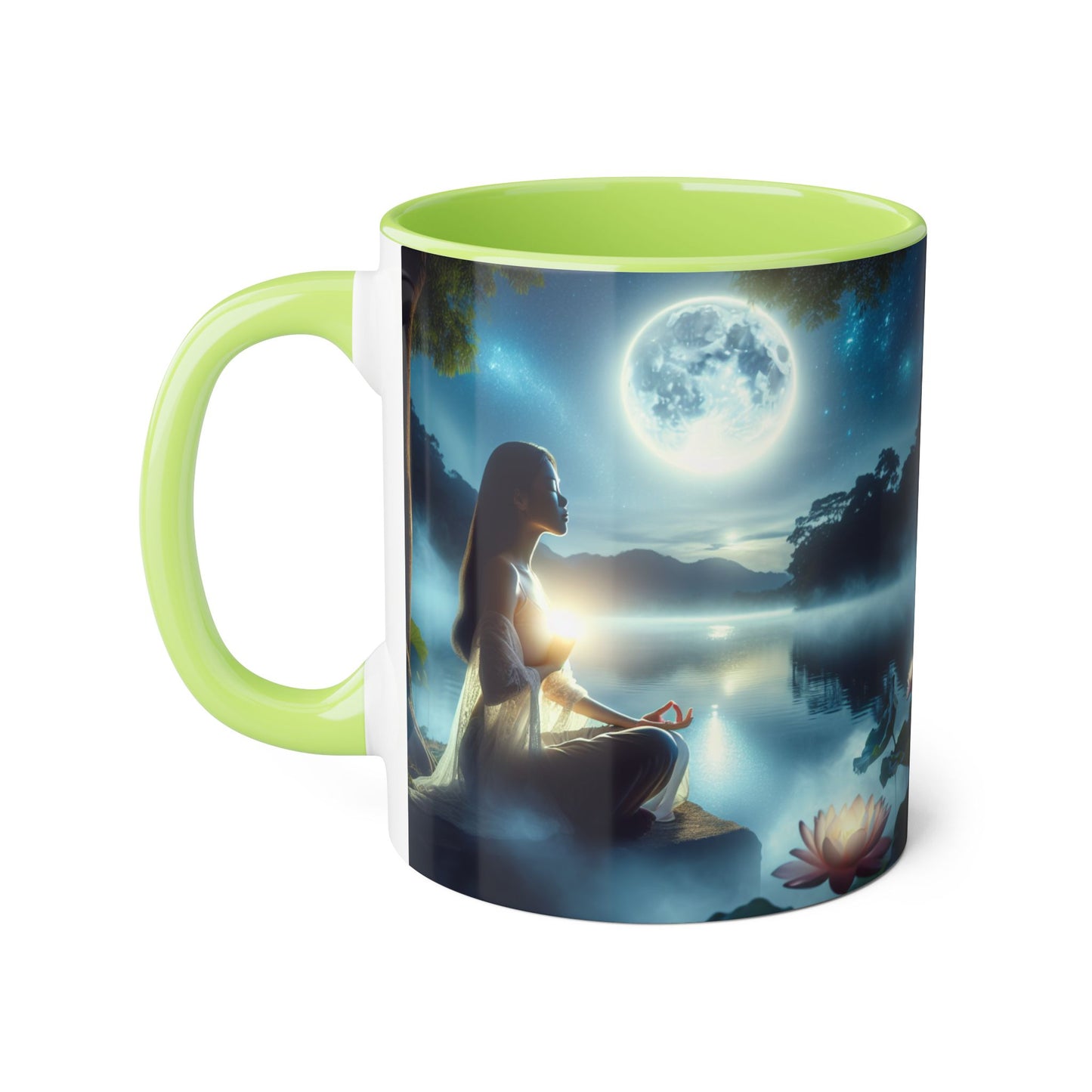 Moonlight Serenity Accent Mug, 11oz - Tranquil Ceramic Cup, Celestial Drinkware, Lunar Tea Mug, Night Sky Coffee Cup, Gift for Moon Lover