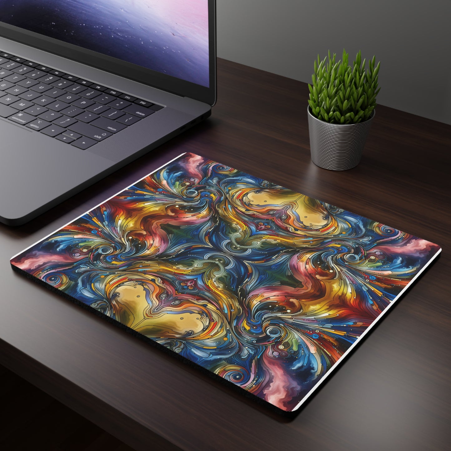 Mouse Pad - Watercolor Energy Waves Design