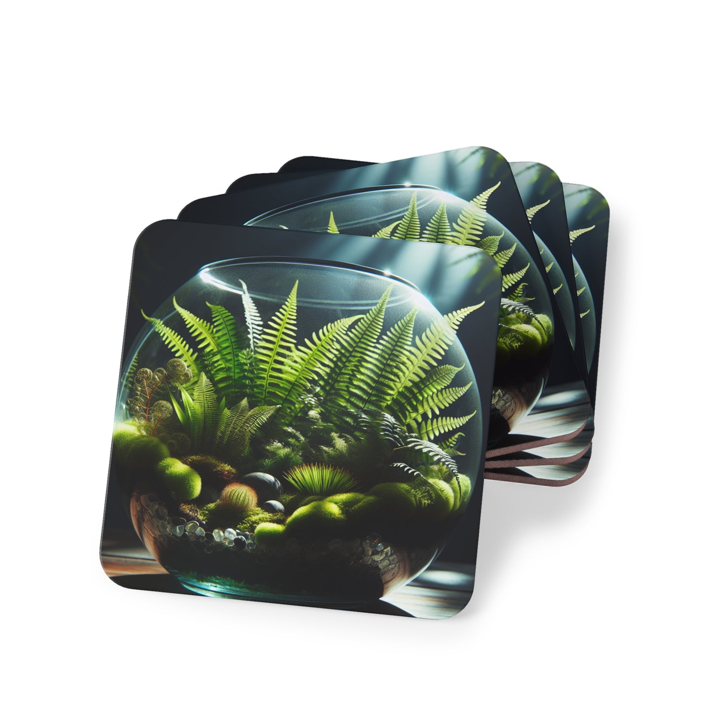Fern Terrarium Coasters, Botanical Plant Drink Mats, Nature Inspired Coaster Set, Greenery Home Decor, Plant Lover Gift