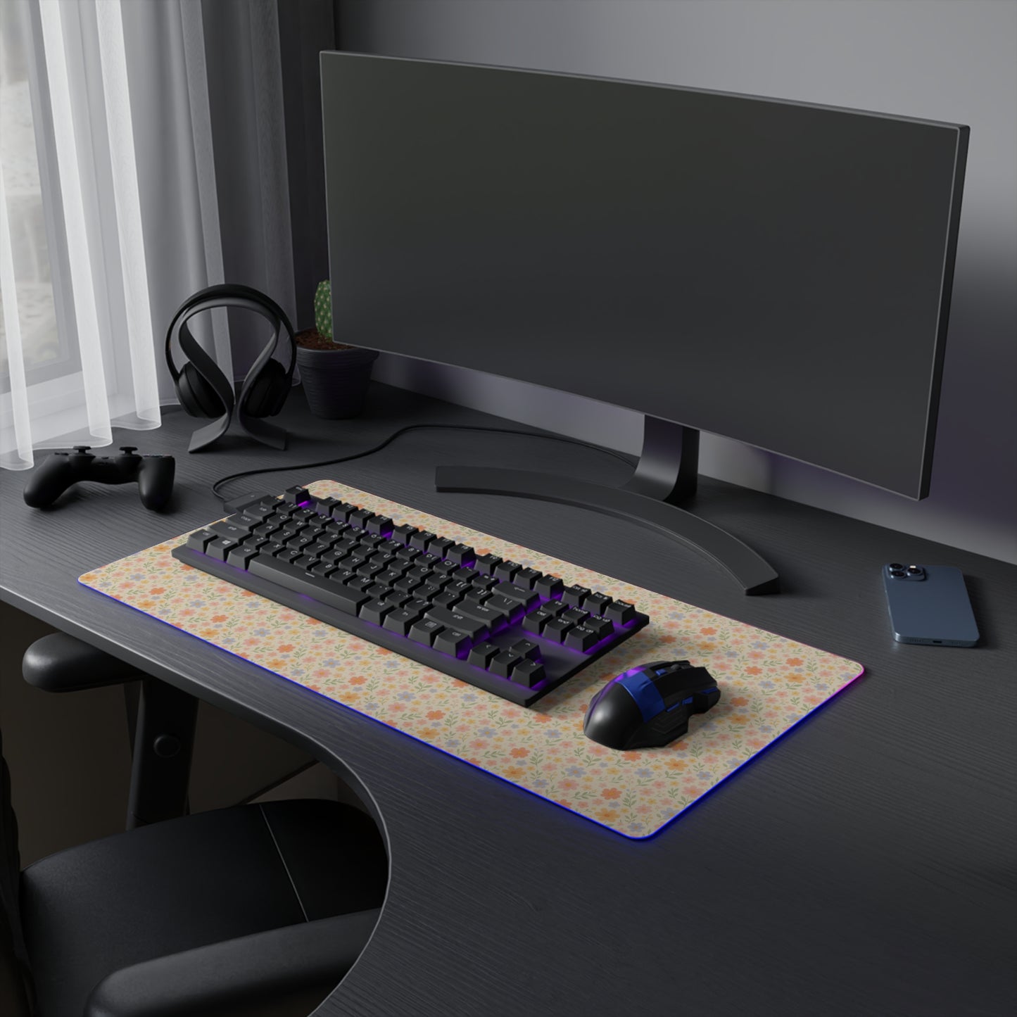 LED Gaming Mouse Pad - Dainty Floral Design