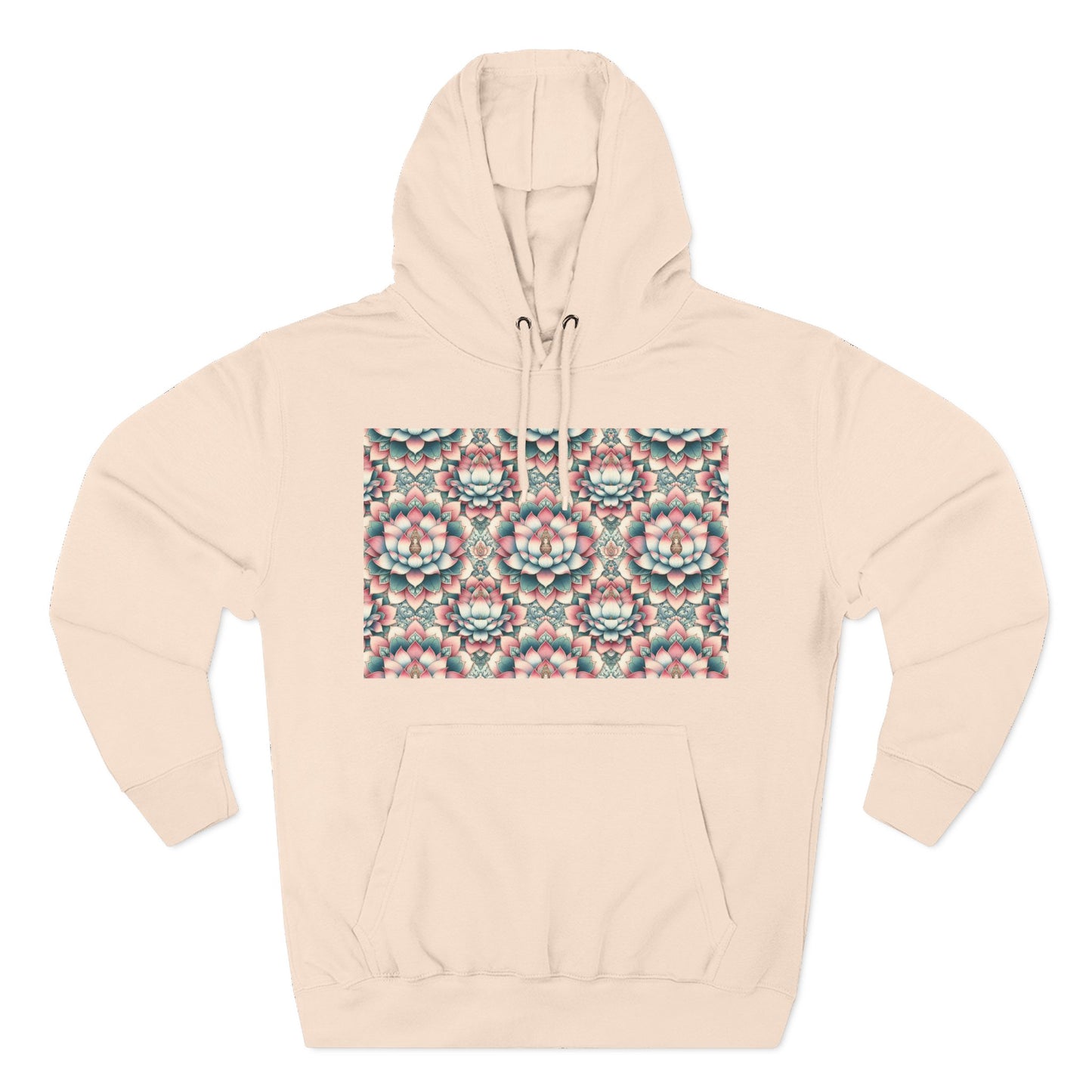 Fleece Hoodie with Lotus Flower Design