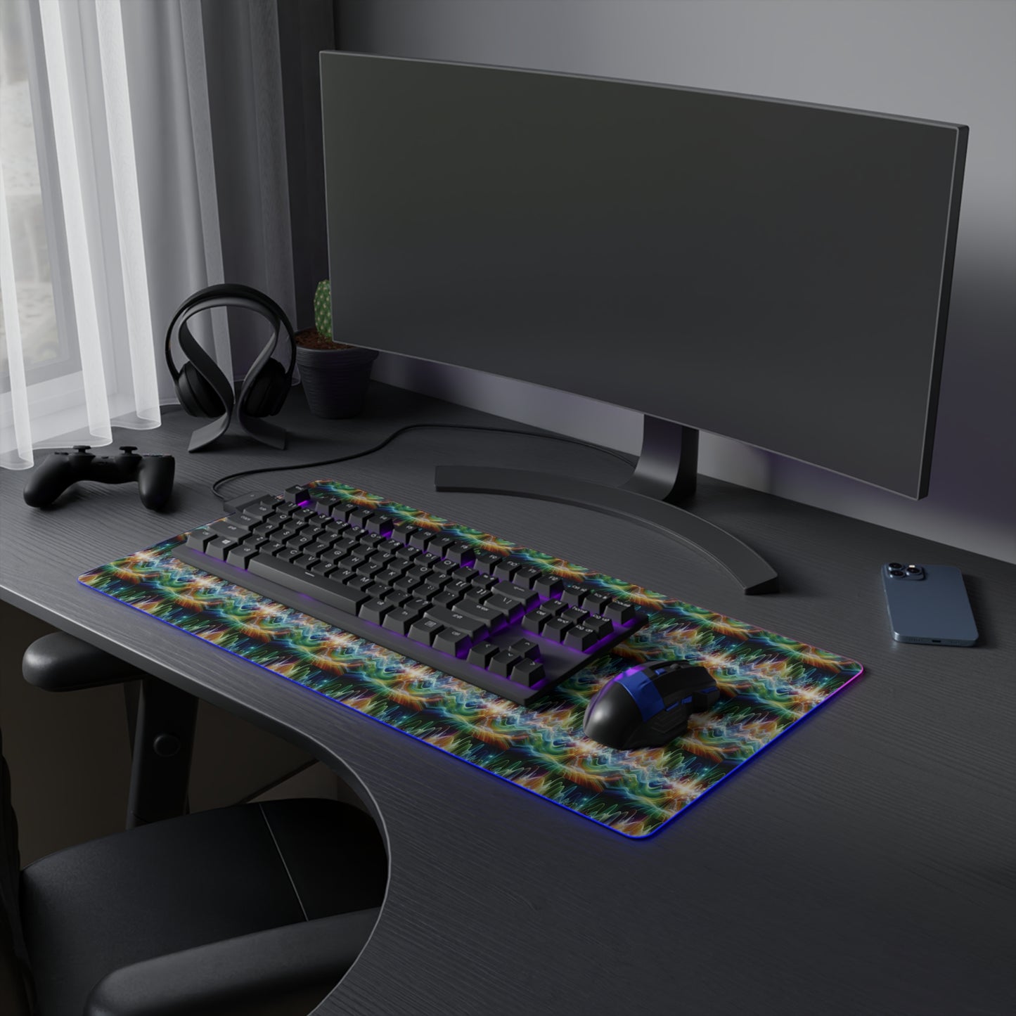 LED Gaming Mouse Pad: Healing Frequency Waves Design