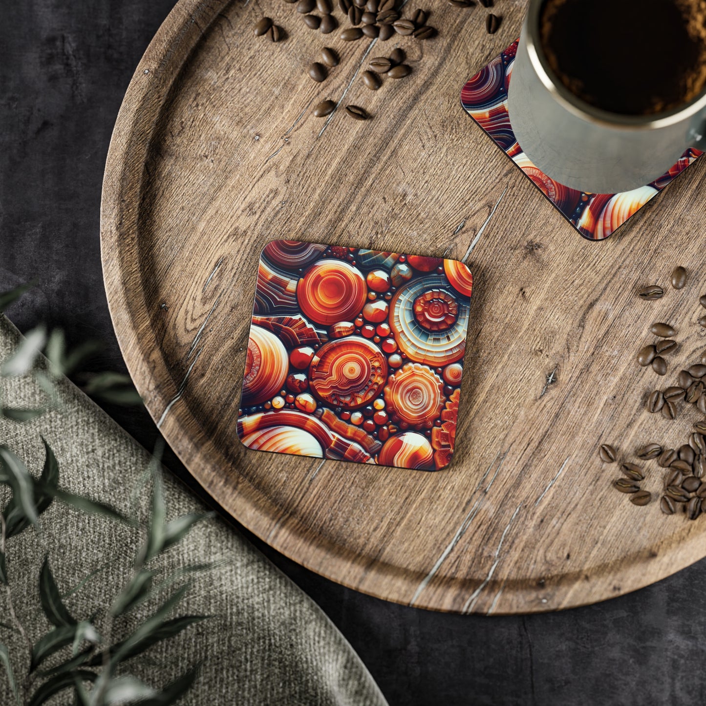 Carnelian Design Coasters, Drink Coasters, Table Coasters, Stone Coasters, Home Decor, Housewarming Gift