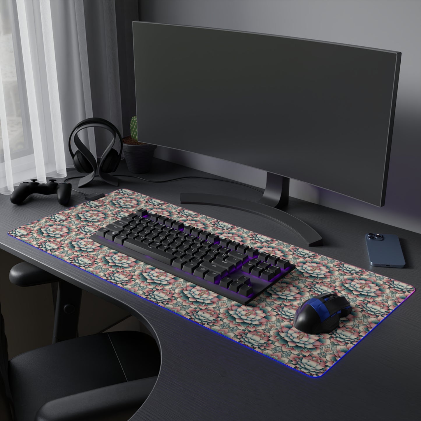 LED Gaming Mouse Pad - Lotus Blossom Design