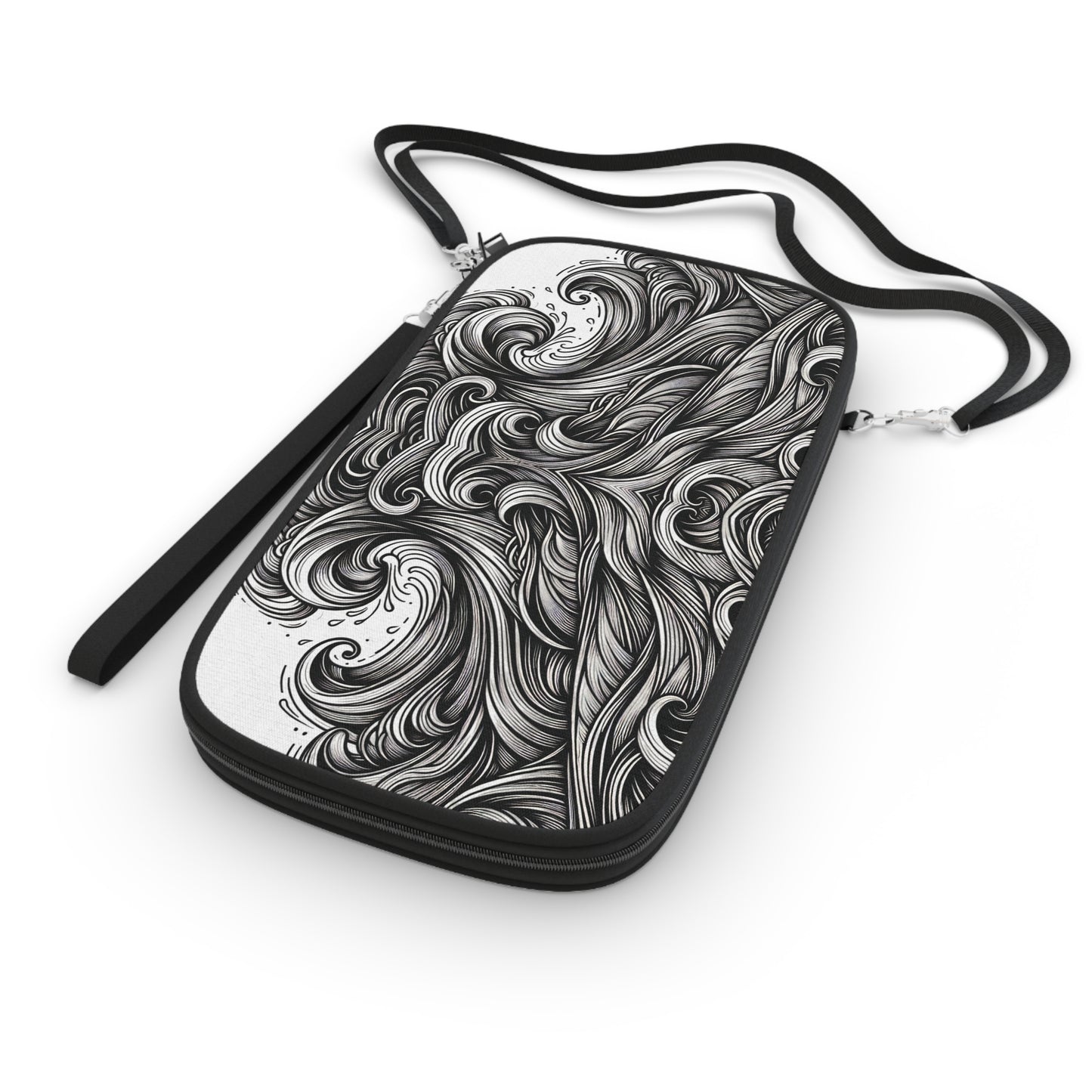 Passport Wallet - Monochrome Energy Wave Travel Organizer