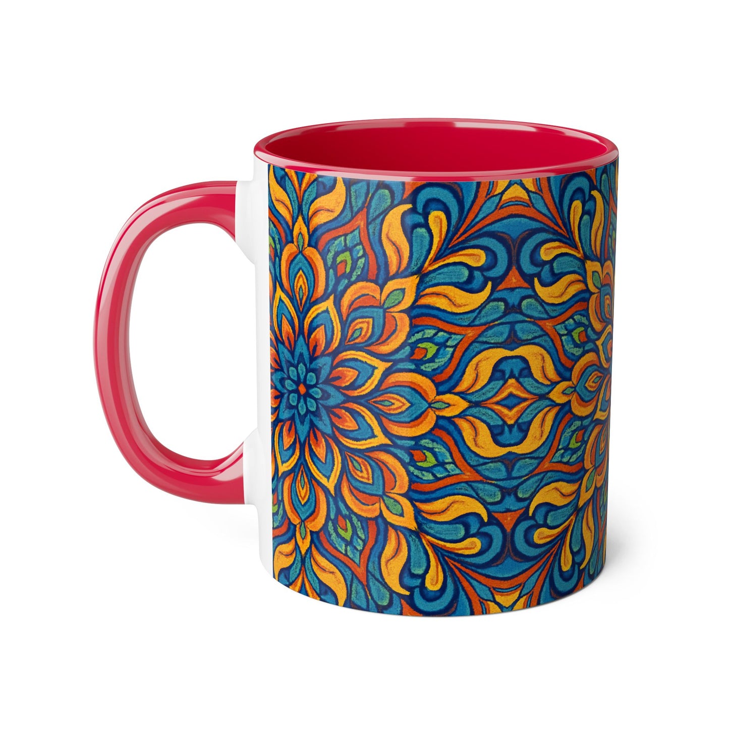 Kaleidoscope Accent Mug, Colorful Ceramic Coffee Cup, Unique Tea Mug, Boho Style Kitchen Decor, Psychedelic Drinkware, Hippie Gift Idea