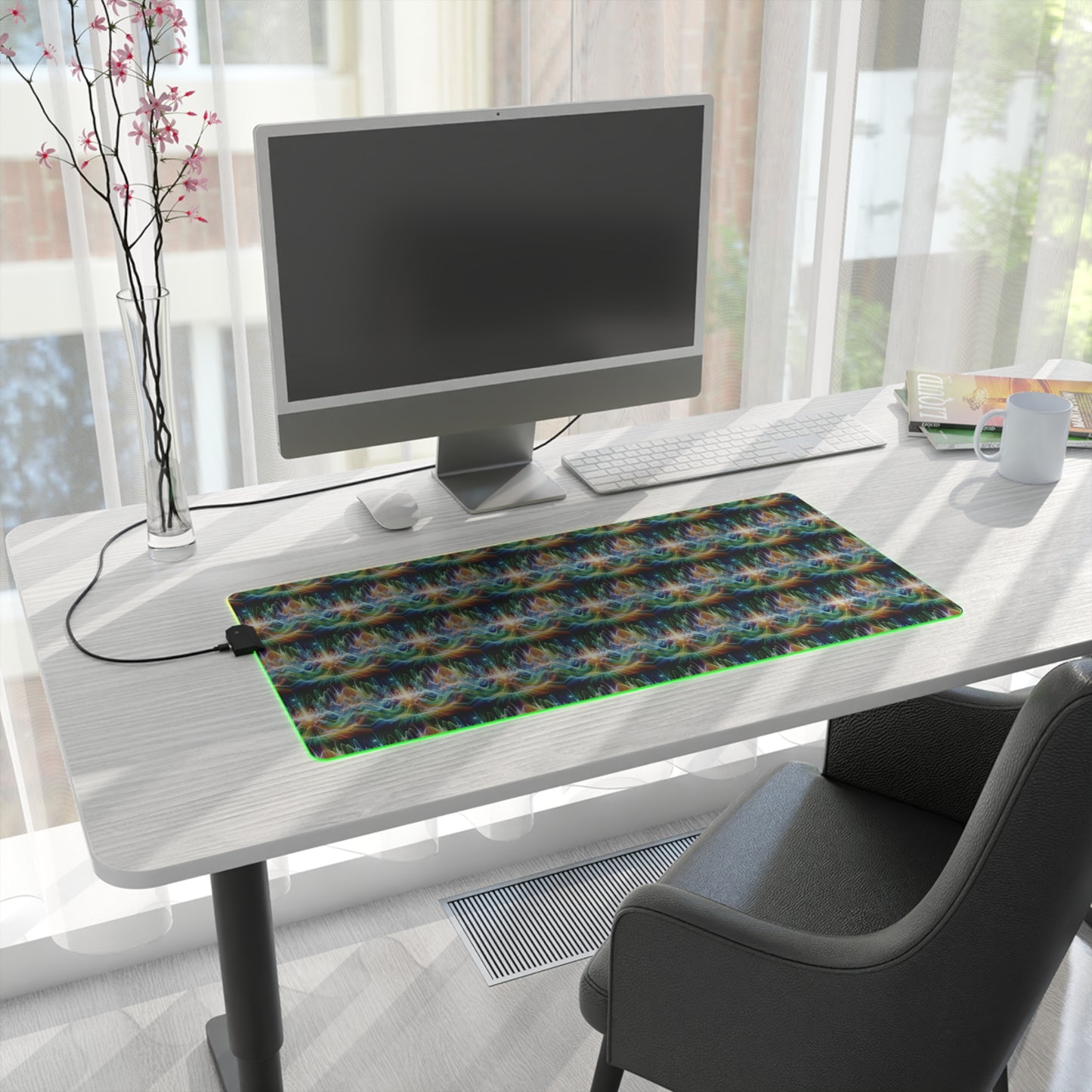 LED Gaming Mouse Pad: Healing Frequency Waves Design