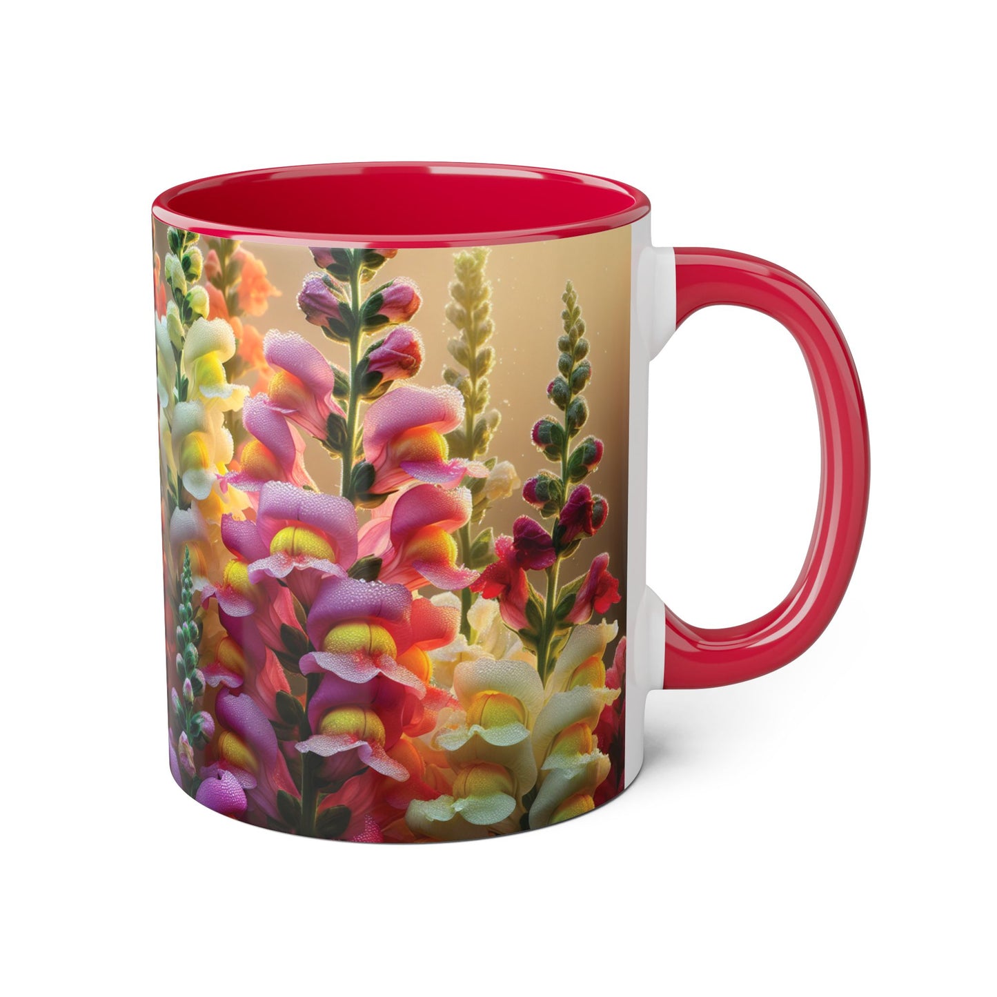 Snapdragon Floral Accent Mug – 11oz Ceramic Coffee Cup for Garden Lovers