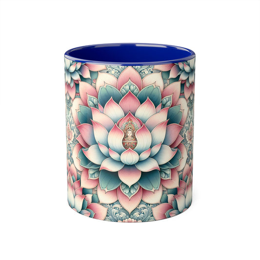 Lotus Flower Accent Mug, Floral Coffee Cup, Zen Tea Mug, Botanical Drinkware, Meditation Gift, Ceramic Lotus Blossom Mug