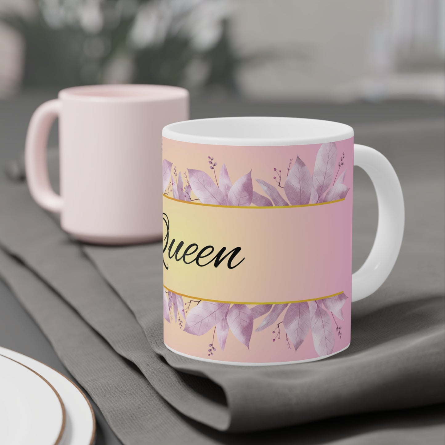 Queen Ceramic Mug - Crown Design, Coffee Cup, Tea Mug, Gift for Her, Feminine Mug, Birthday Present