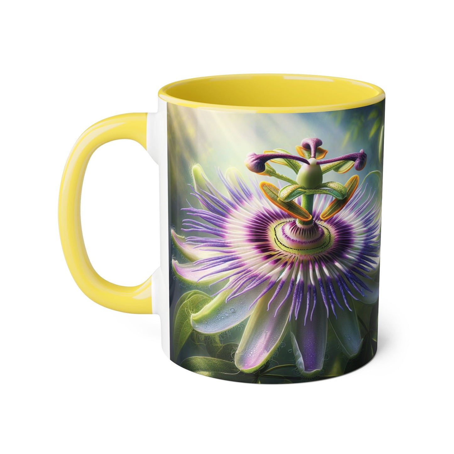 Passionflower Accent Mug, Floral Coffee Cup, Botanical Tea Mug, Nature Lover Gift, Mother's Day Gift, Gardening Mug