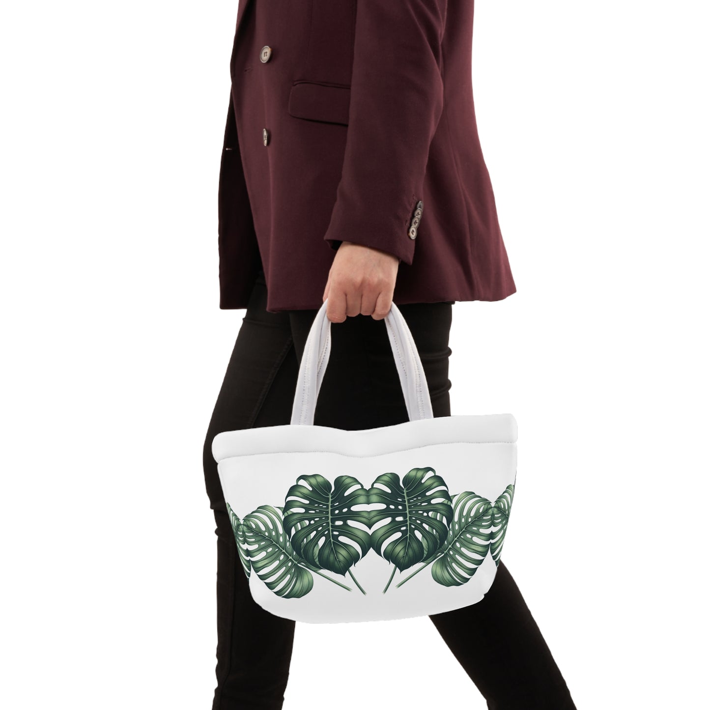 Monstera Leaves Lunch Bag - Tropical Insulated Tote, Reusable Cooler, Botanical Carryall, Plant Lover Gift