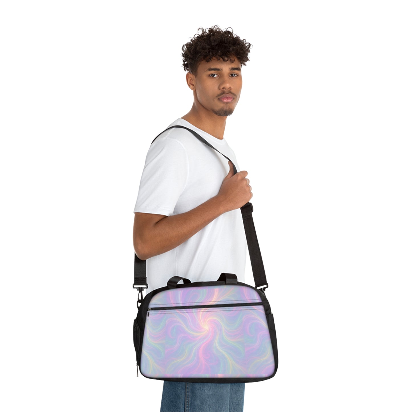 Vibrant Fitness Handbag - Gym Bag, Workout Tote, Travel Purse, Pastel Swirl Design, Yoga Accessories