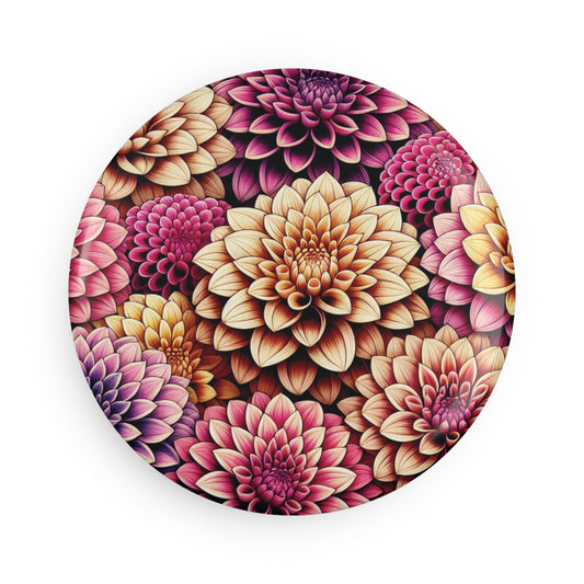 Floral Button Magnets - Colorful Round Flower Design (1 & 10 pcs)