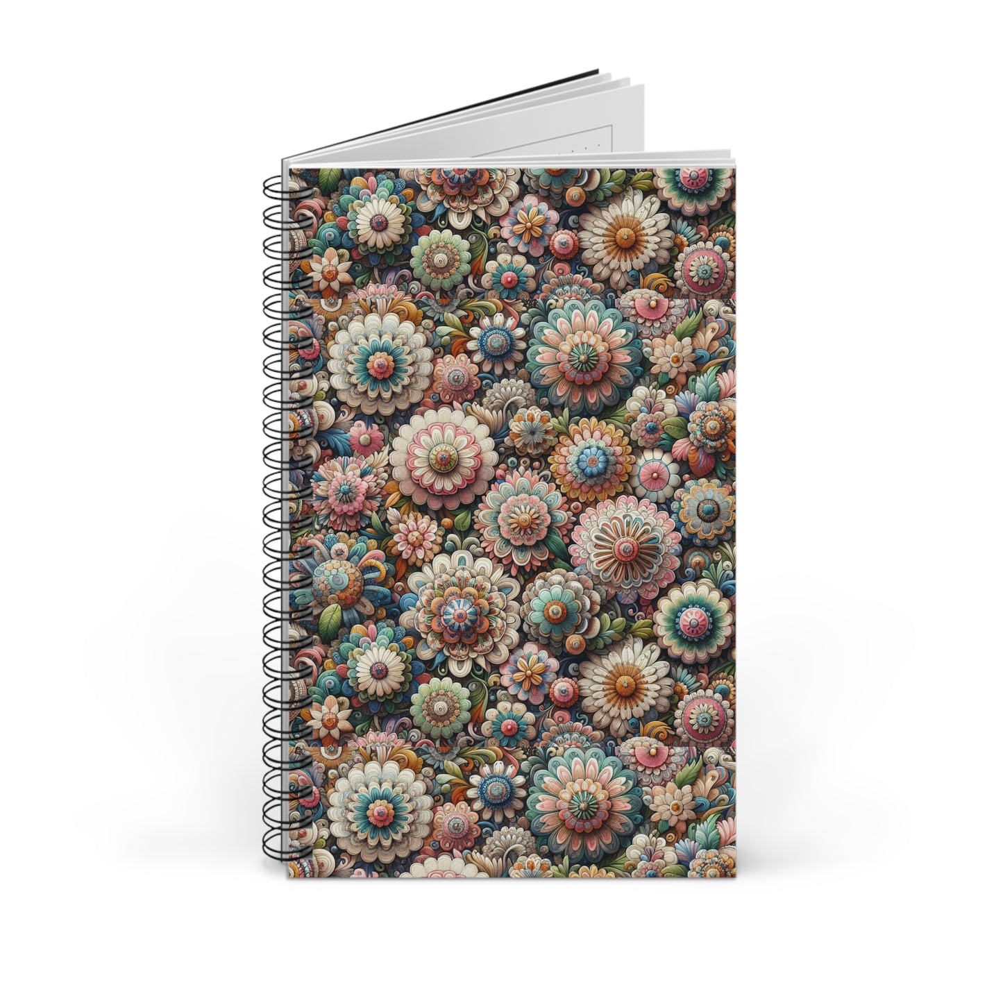 Pink Floral Spiral Journal, Notebook, Sketchbook, Diary, Bullet Journal, Cute Stationery