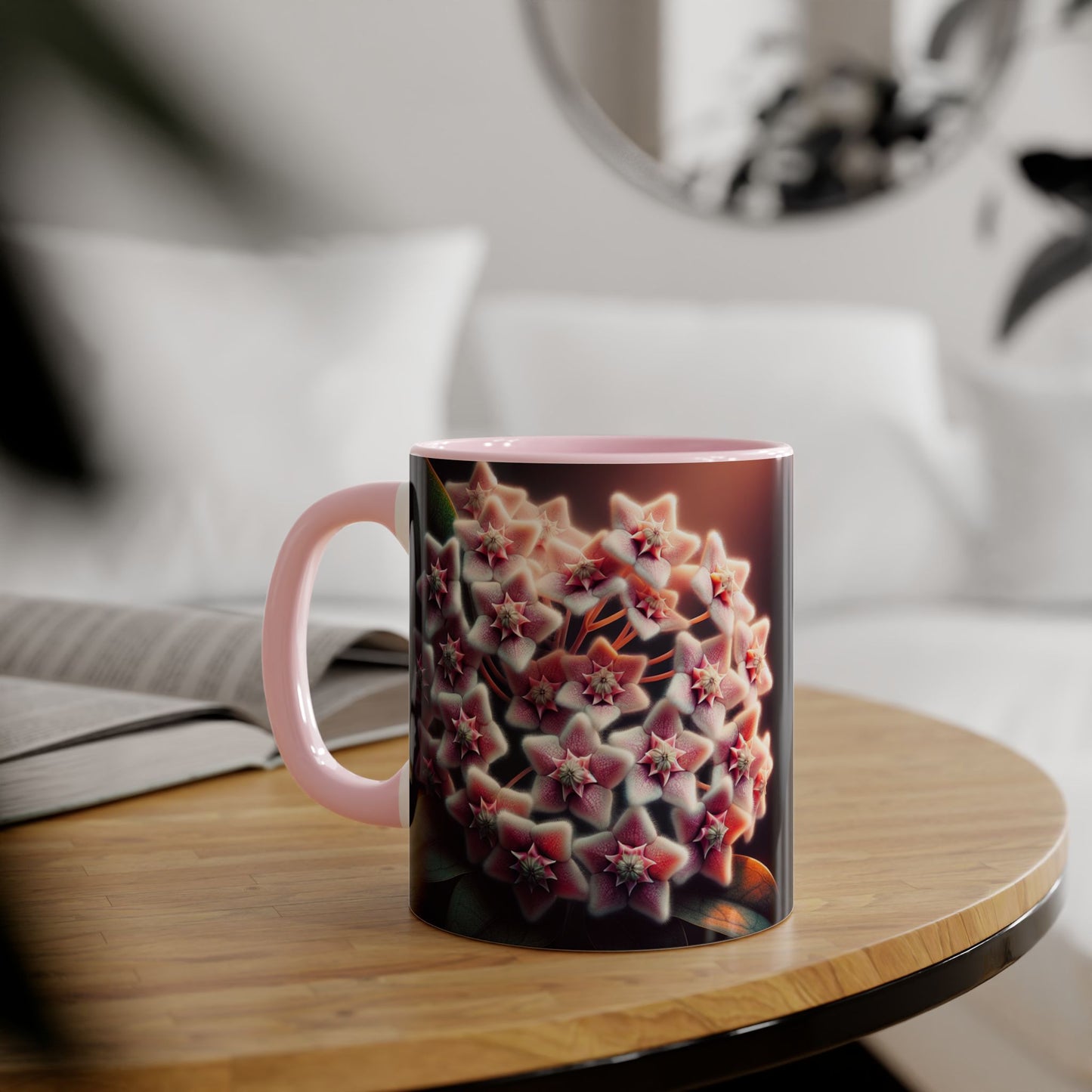 Hoya Bloom Accent Mug, Botanical Coffee Cup, Floral Tea Mug, Plant Lover Gift, Gardening Mug, Nature Inspired Mug
