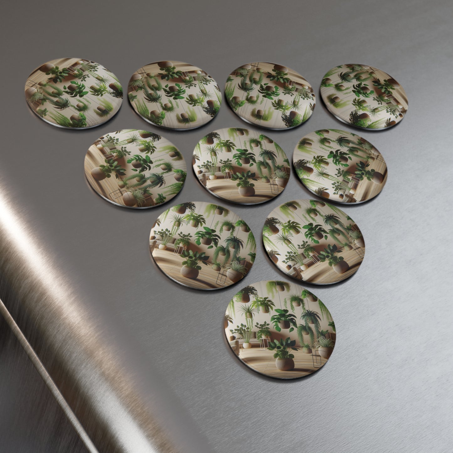 Botanical-Themed Round Button Magnet Set - Nature Home Decor (1 & 10 pcs)