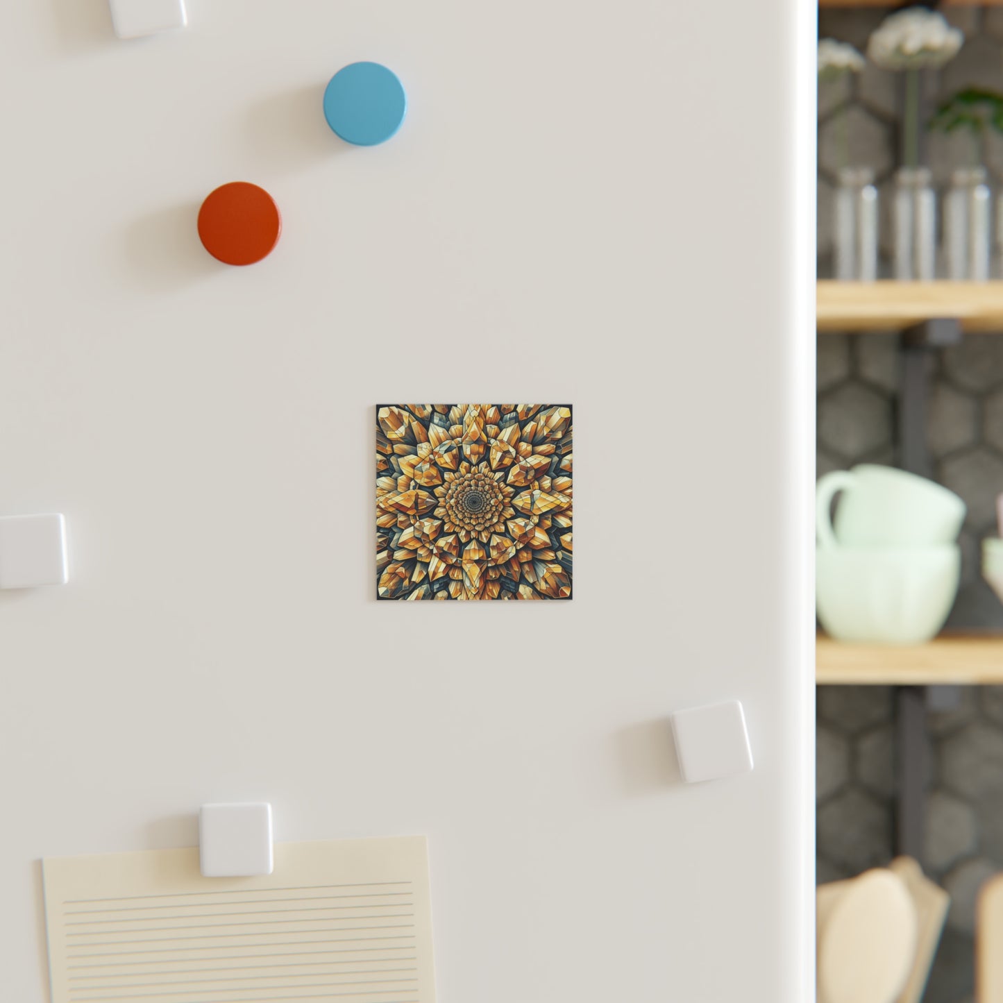 Square Magnet - Citrine Geometric Design