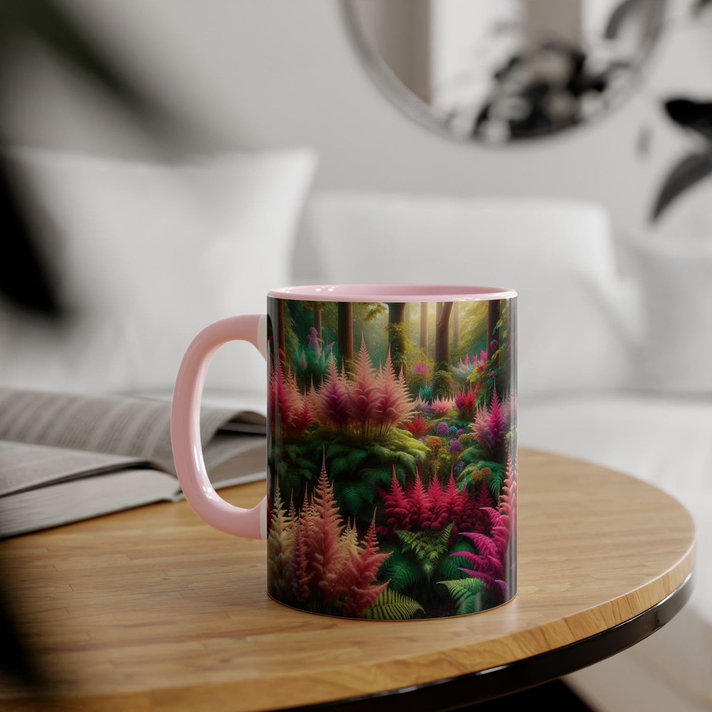 Astilbe Blooms Accent Mug, Floral Tea Cup, Coffee Mug, Gift for Gardeners, Botanical Kitchen Decor, Nature Lover Ceramic Mug, Plant Lady