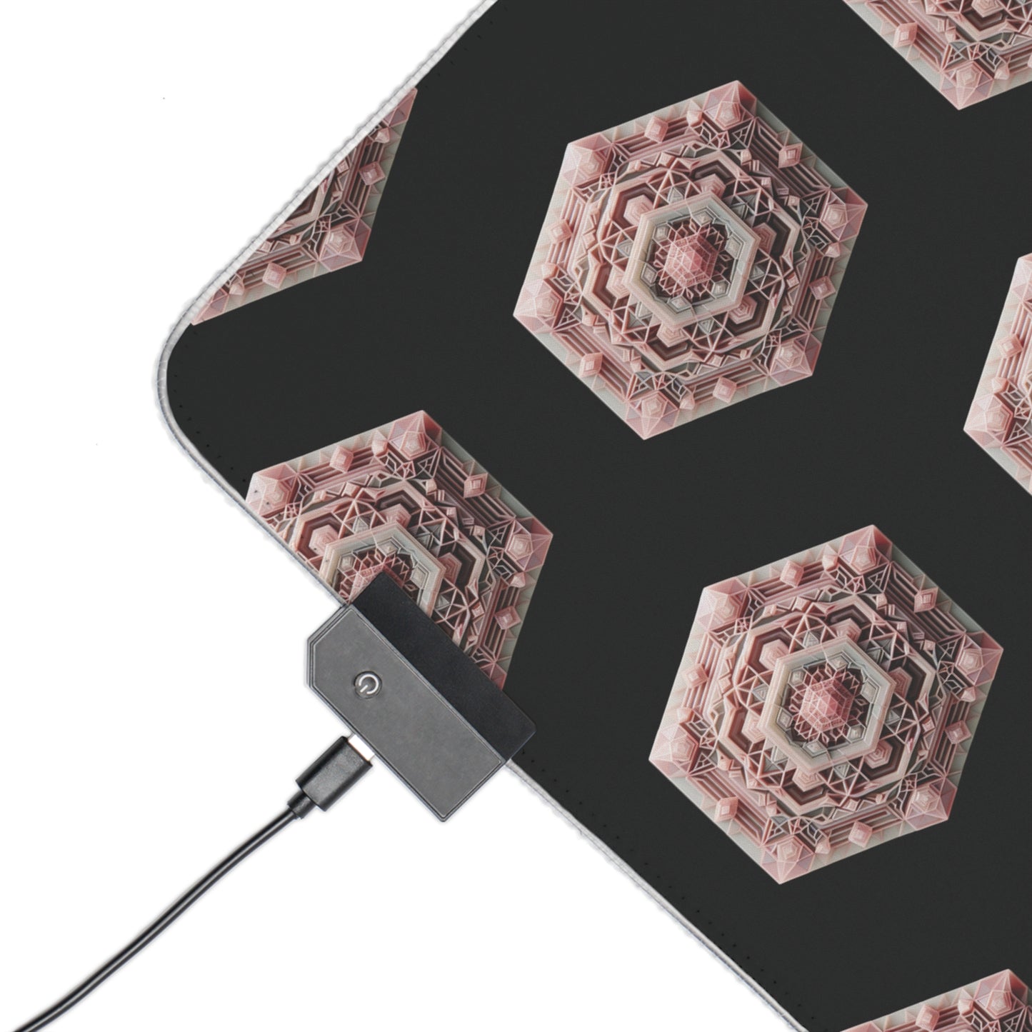 LED Gaming Mouse Pad - Geometric Rose Quartz Design